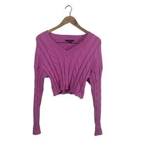 Forever 21 Pink Cable Knit Cropped Sweater size S NWT